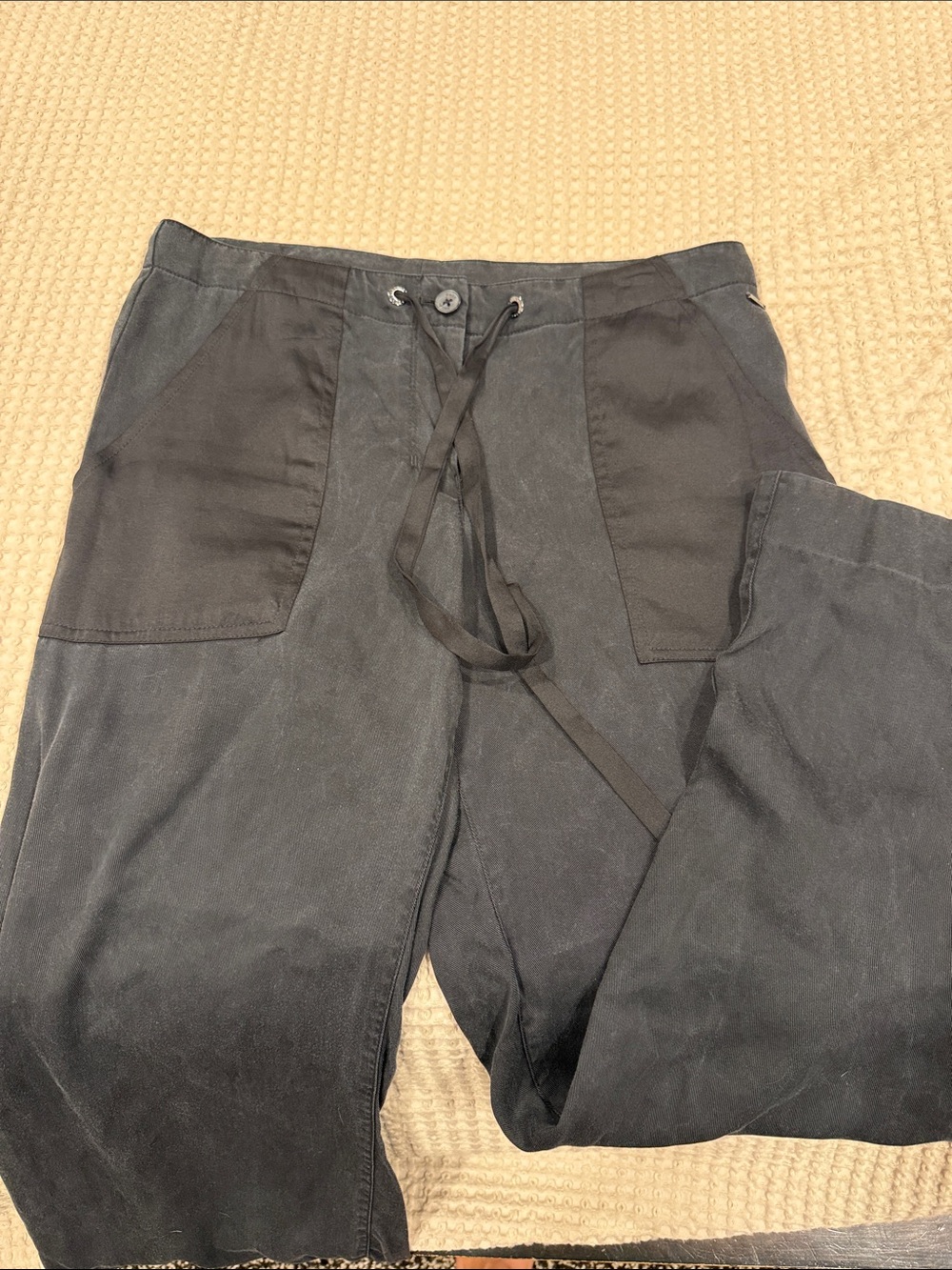 DKNY Black Wide Leg Drawstring Pants